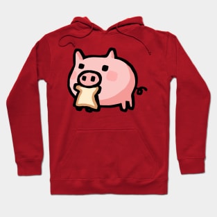 Cute Piggy Cartoon Eating Bread Hoodie